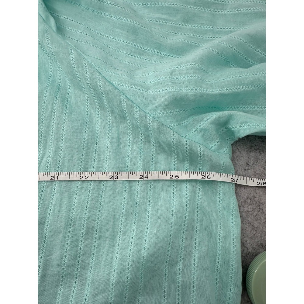 Kaktus Cotton Peplum Top Turquoise Blue Button Front Bell Sleeves Women's 3X NWT - Picture 7 of 13